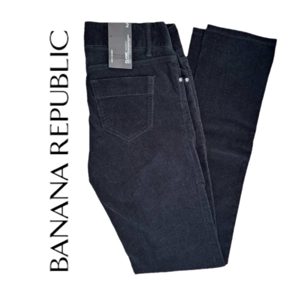 NWT Banana Republic Black Corduroy Jeans Pants Sz 2